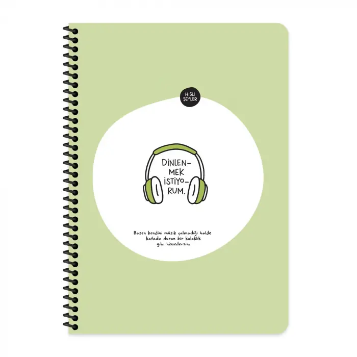 Hisli Şeyler A4 Çizgili Spiralli Stickerli Defter Dinlenmek İstiyorum