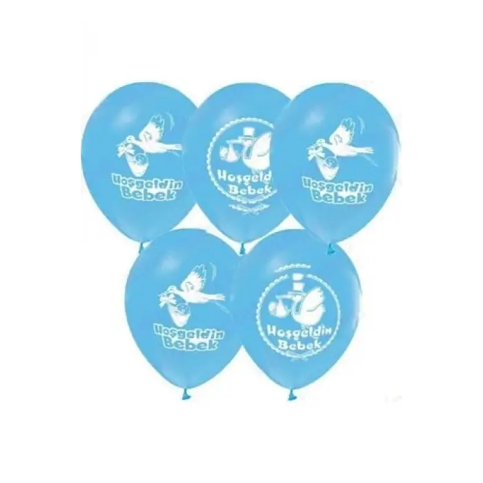 Hoş Geldin Bebek Balonu 10 Adet), MAVİ