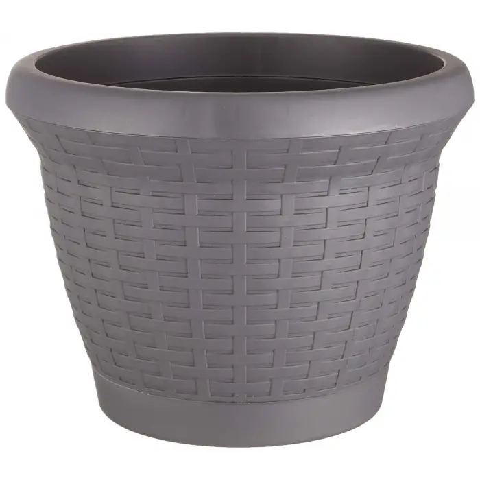 HS02 Hasır Saksı Tabaklı 25 cm, 6 L Antrasit