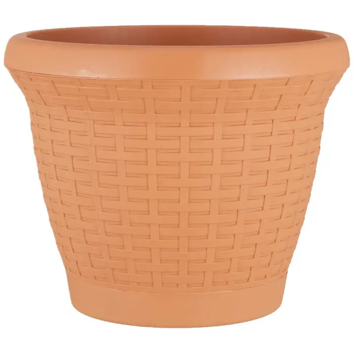 HS02 Hasır Saksı Tabaklı 25 cm, 6 L Kiremit
