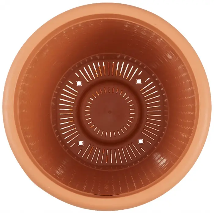 HS02 Hasır Saksı Tabaklı 25 cm, 6 L Kiremit