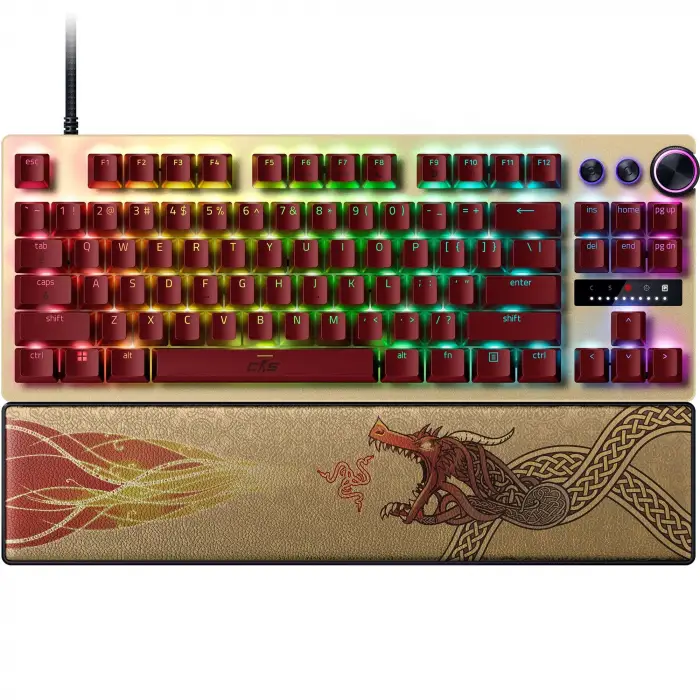 Huntsman V3 Pro Tenkeyless Counter-Strike 2 Dragon Lore Optik Tkl E-spor PC Klavyesi, Snap Tap, Rapid Trigger, Qwerty US Düzeni