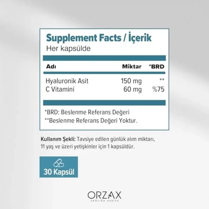 Hyaluronik Asit 150 Mg, 30 Kapsül
