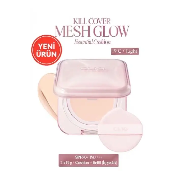 Hyalüronik Asit İçerikli Kill Cover Mesh Glow Essential Cushion Set (19C Light) SPF50+ PA++++