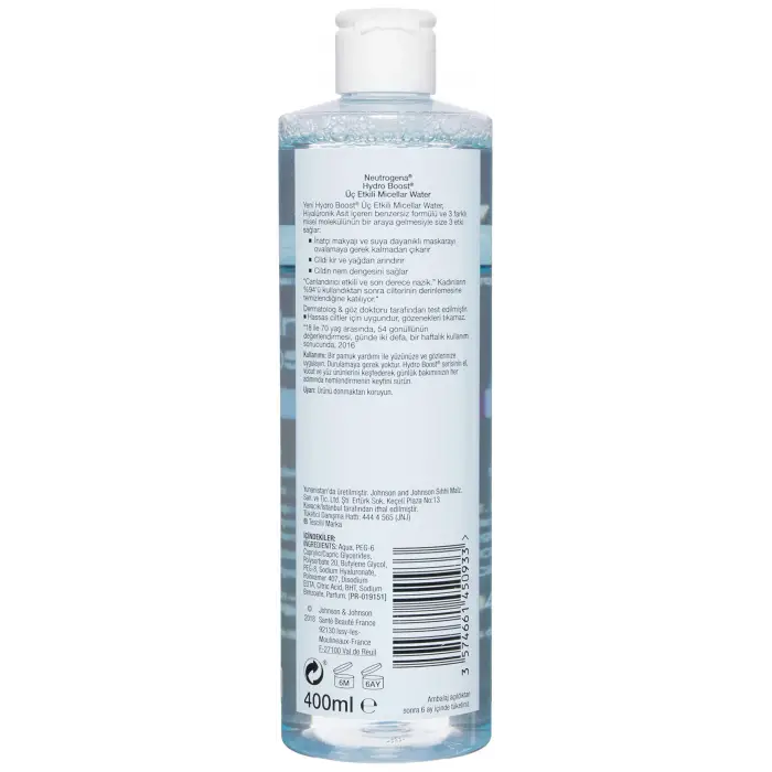 hydro boost üç etkili micellar water (400 ml) (2 paketi)