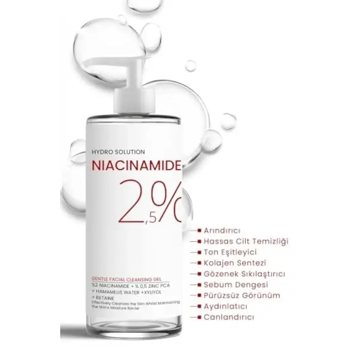 HYDRO SOLUTION%2 Niacinamide +%0,5 Zinc PCA Temizleme Jeli 200 ML