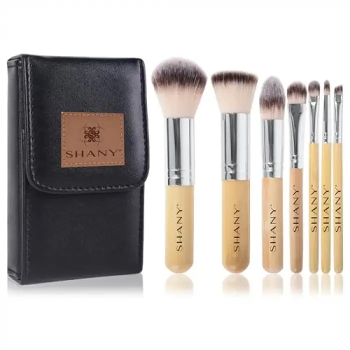 I love Bamboo - 7 parça Petite Pro Bambu fırça seti, taşıma çantalı