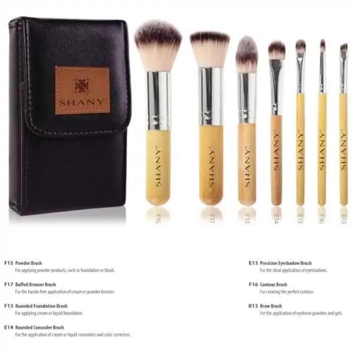 I love Bamboo - 7 parça Petite Pro Bambu fırça seti, taşıma çantalı