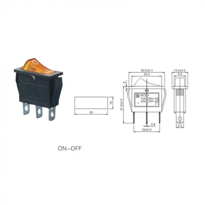 IC-113 Tekli Dar Işıklı Anahtar ON-Off 3P