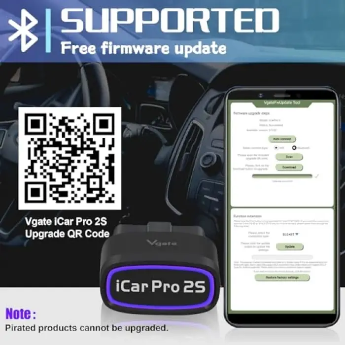iCar Pro 2S Bluetooth 5.2 OBD2 Araç Tarama Aracı, iPhone, Android ve Windows için