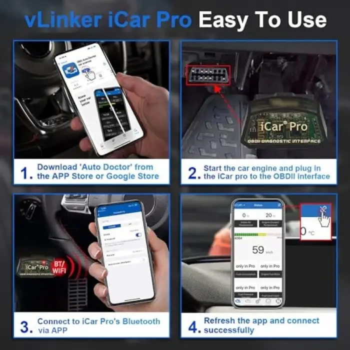iCar Pro Mini OBD2 Bluetooth Tarayıcı iOS/Android OBD Adaptörü Araç Arıza Kodu Okuyucu Tarama Araçları