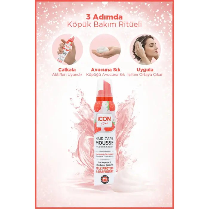 ICON SAÇ BAKIM KÖPÜĞÜ MILK PROTEIN & RASPBERRY 2Lİ SET