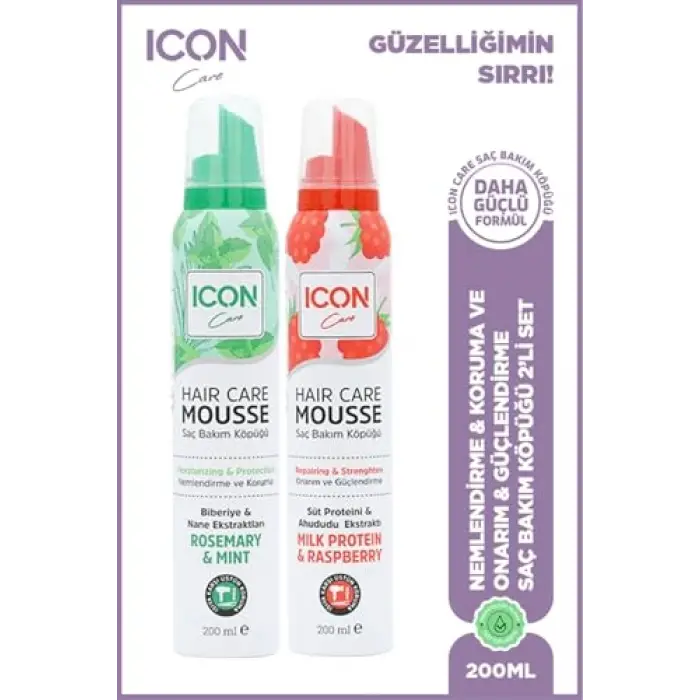 ICON SAÇ BAKIM KÖPÜĞÜ ROSEMARY-MINT & MILK PROTEIN & RASPBERRY SET