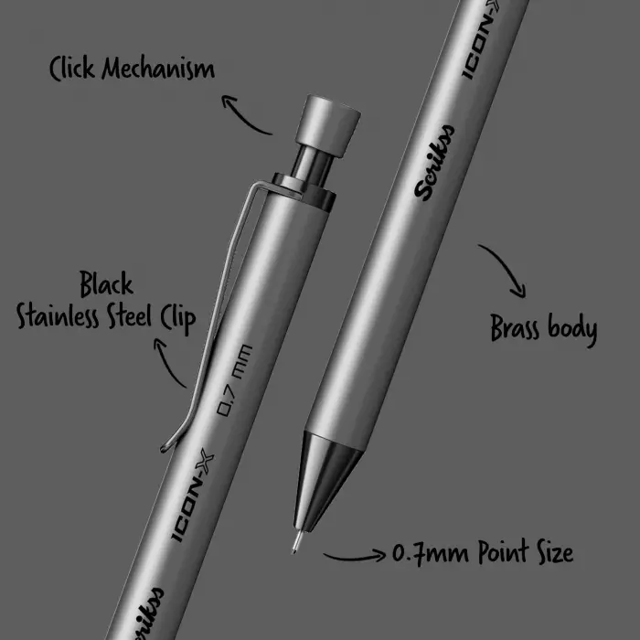 Icon-X Metal Versatil Kalem, 0.7 mm, Antrasit