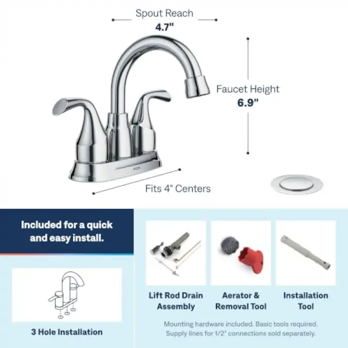 Idora 4 in. Centerset 2-Handle Bathroom Faucet in Chrome