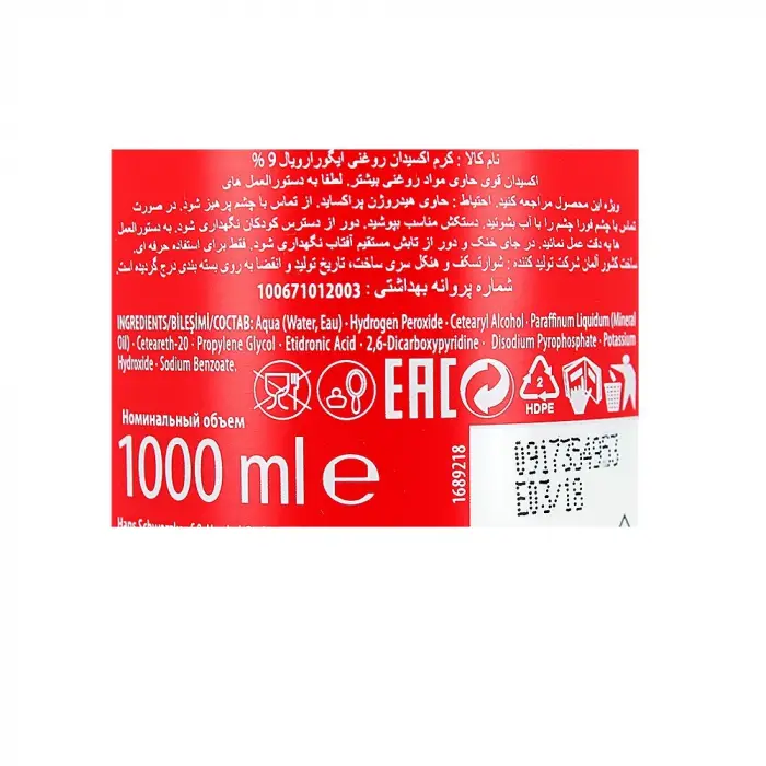 İgora Oksidan Krem %9 30 Vol. 1000 ml