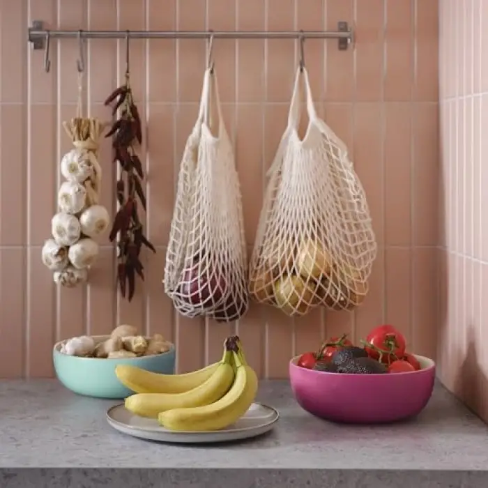 Ikea ÅKERHALLON pembe-turkuaz bambu servis kasesi