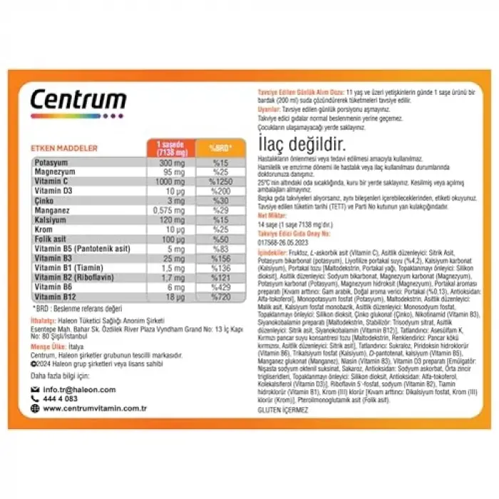 Immunity Vitamin C Efervesan Toz Saşe, 14lü