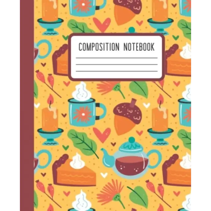Independently published Autumn Pumpkin Pie & Tea Pots Wide Rule Composition Notebook