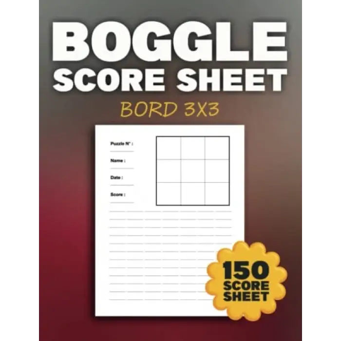 Independently published Boggle Score Sheet 3x3: 150 Boggle Score Record Notebook, Letter Size.