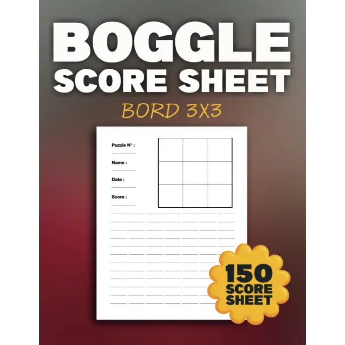 Independently published Boggle Score Sheet 3x3: 150 Boggle Score Record Notebook, Letter Size.