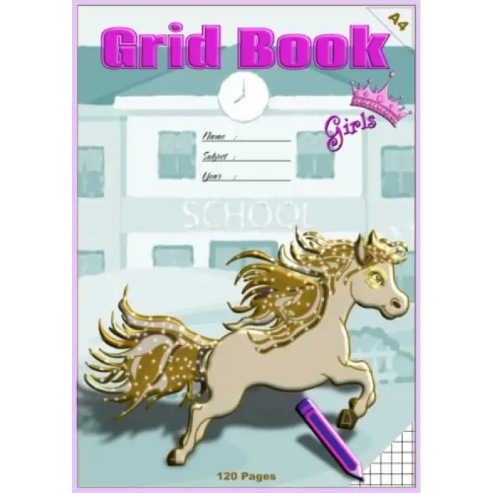 Independently published Grid Book A4: mathematics, ages 10 and up, girly illustrated featured interior, stationary for school kids, school book, back to school, woman, gift for my daughter