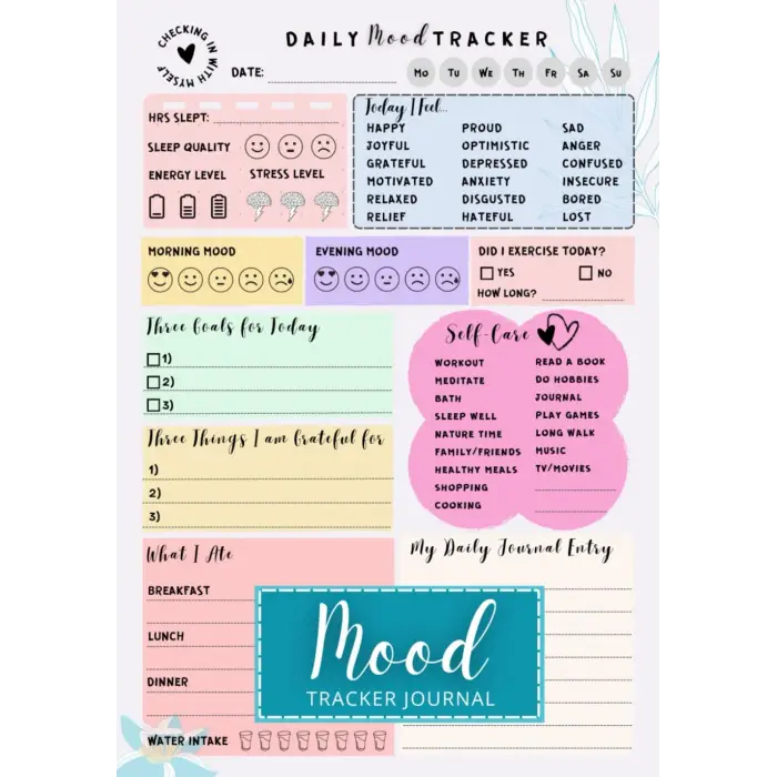 Independently published Mood Tracker Journal: Daily Tracking for Mental Health and Wellness Diary with Prompts
