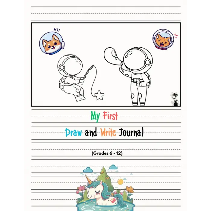 Independently published My First Draw and Write Journal (Grades 6-12): Half Page Lined Paper With Drawing Space, Handwriting Practice Papers (Notebook for Kids)