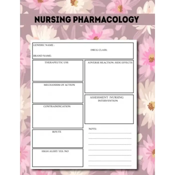 Independently published NURSING PHARMACOLOGY BLANK MEDICATION TEMPLATE NOTEBOOK :: BLANK TEMPLATE STYLE NOTEBOOK AND NOTE GUIDE FOR NURSING STUDENTS 122 Pages Paperback 8,5 x 11