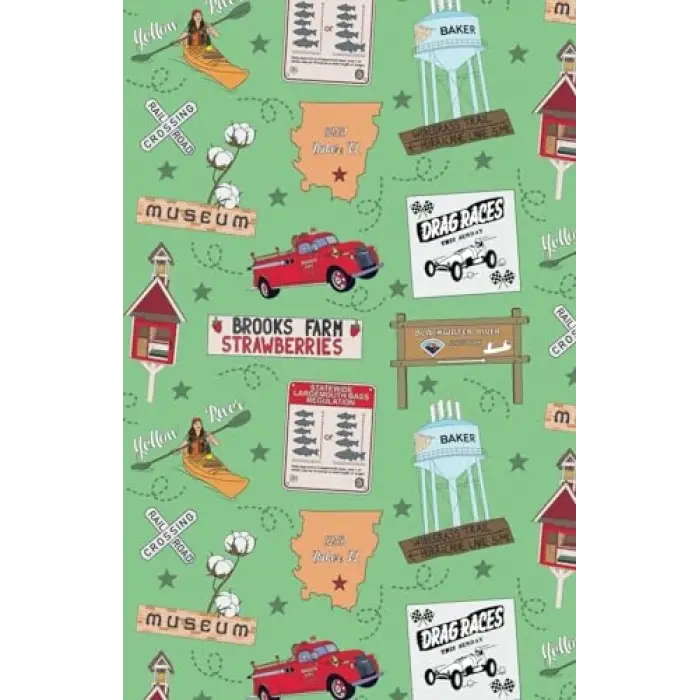 Independently published Paperback notepad with Baker, Florida landmarks in sage, 150 lined sheets (North West Florida)