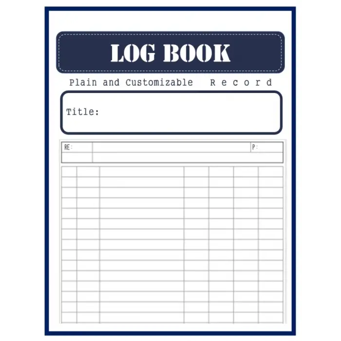 Independently published Plain Log Book: Large Blank Form with 7 Columns to Record any Activity, Time, Inventory, Income and Expenses, Mileage, Orders, or Visitors as your design (Navy Blue)