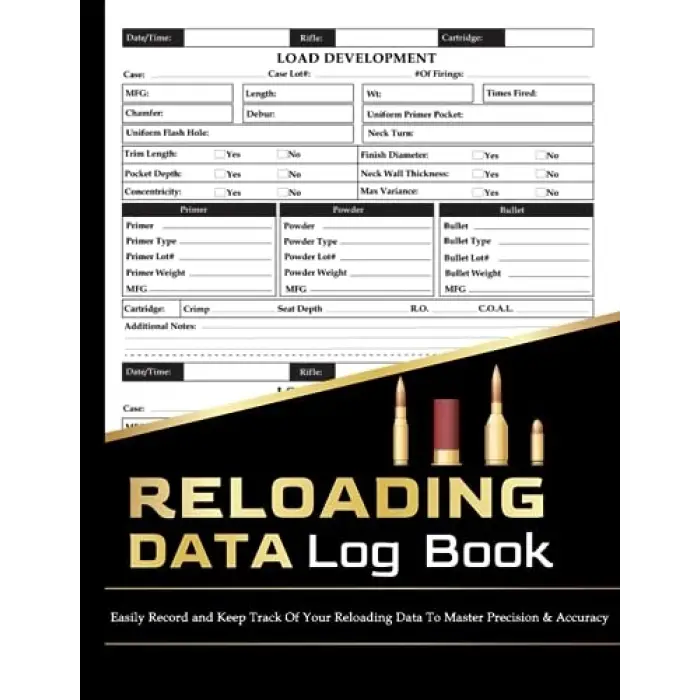 Independently published Reloading Data Log Book: Handloading Ammunition Log Sheets 120 Pages, Hand Reloading Data Journal Notebook