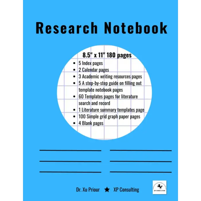 Independently published Research notebook: template for academic search & record, major academic tools & resources, 2023 and 2024 Calendar and simple grid graph Paper [8.5”x11”, 180 pages] (A-Grade...