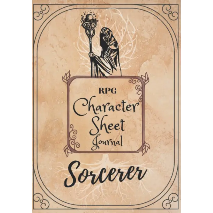 Independently published Sorcerer 5e RPG Character Sheet Journal: With class-specific character sheet features, blank, lined notebook pages, and two additional character sheets