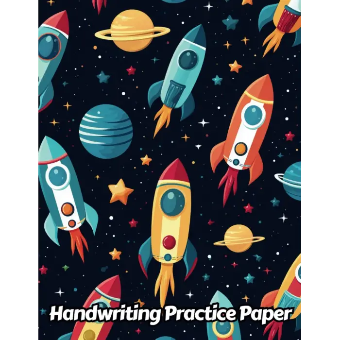 Independently published Space Rocket Handwriting Practice Paper: Wide Lines With Dotted Midline | For Students Learning To Write Letters | Grades K-2 School | Gift For Universe Lovers | 8.5 x 11 In...