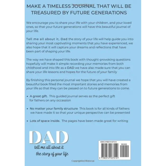 Independently published Tell Me all about it, Dad A Fathers s Guided Journal and Memory Keepsake Book (Tell Me All about it, The Story Of Your Life Series Books, Band 2)