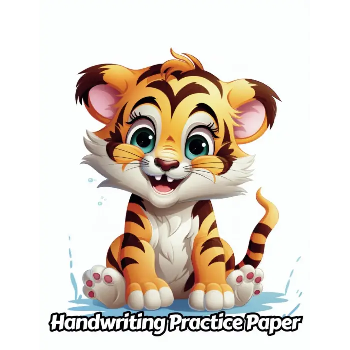 Independently published Tiger Handwriting Practice Paper: Wide Lines With Dotted Midline | For Students Learning To Write Letters | Grades K-2 School | Gift For Safari Animal Lovers | 8.5 x 11 Inch...