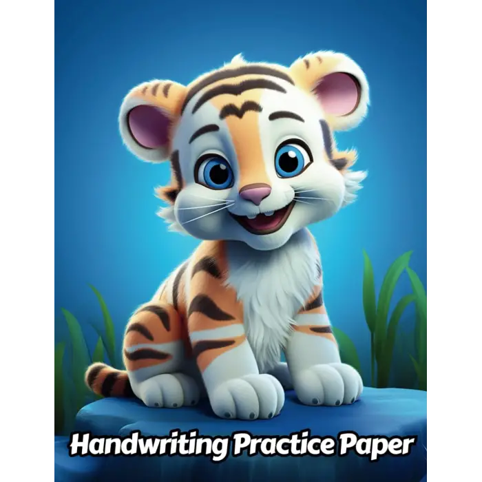 Independently published Tiger Handwriting Practice Paper: Wide Lines With Dotted Midline | For Students Learning To Write Letters | Grades K-2 School | Gift For Safari Animal Lovers | 8.5 x 11 Inch...