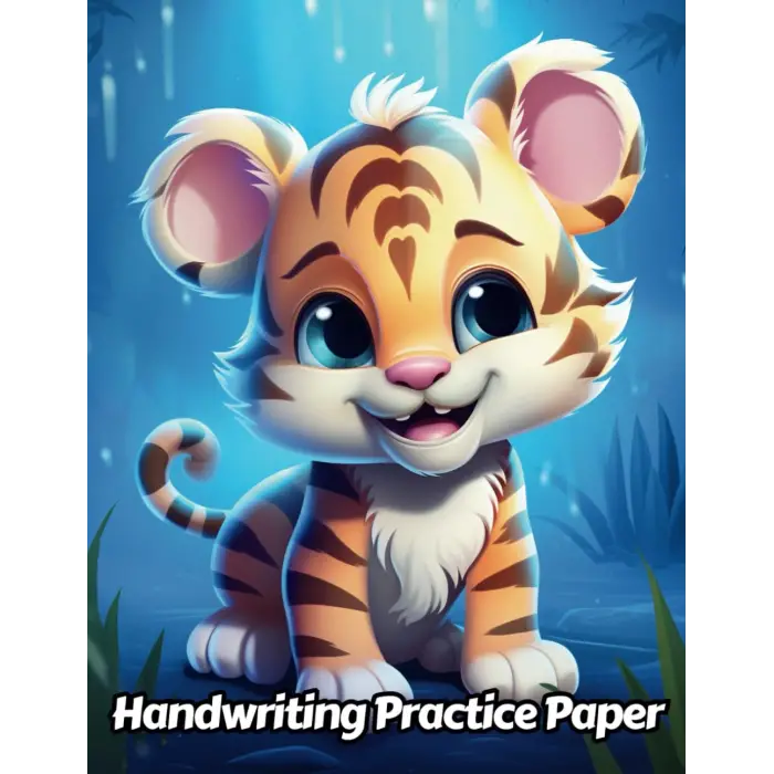 Independently published Tiger Handwriting Practice Paper: Wide Lines With Dotted Midline | For Students Learning To Write Letters | Grades K-2 School | Gift For Safari Animal Lovers | 8.5 x 11 Inch...