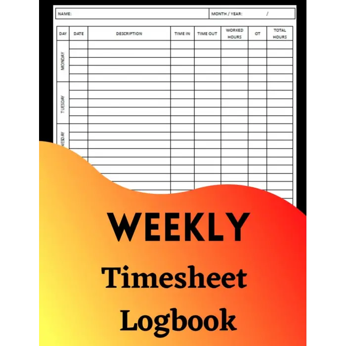 Independently published Weekly Time Sheet Log Book Construction Employee Work Hours Record