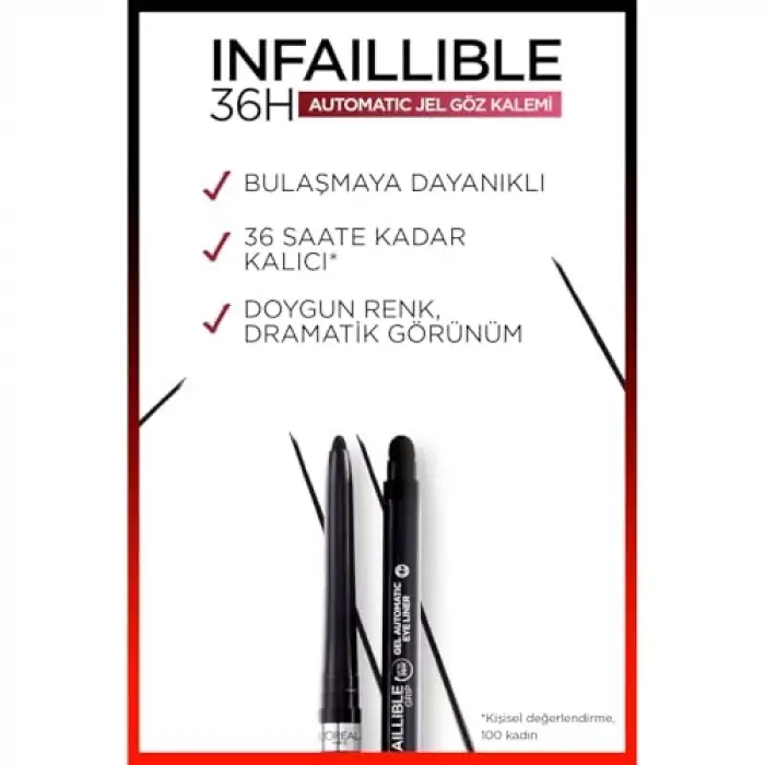 Infaillible Automatic Jel Göz Kalemi - Mat Siyah
