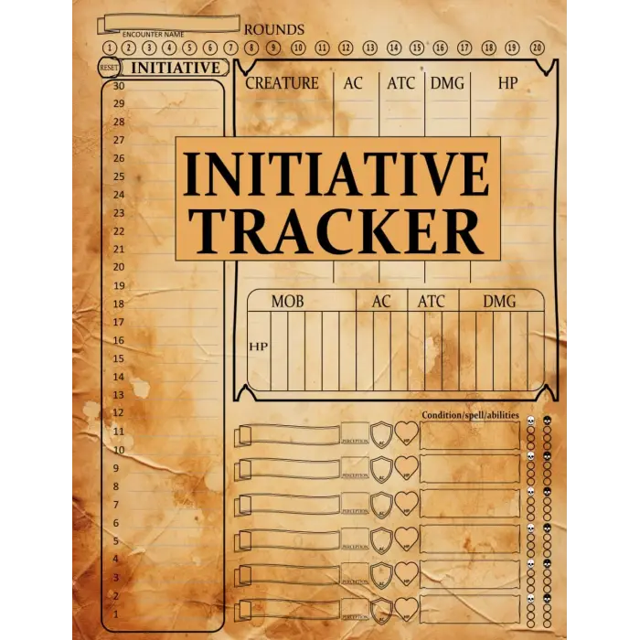 Initiative Tracker: manage encounters with this RPG Encounter Tracker, designed for fast and easy combat organization in games. Tailored for 1 to 6 ... conditions, and player and enemy stats,dnd 5e