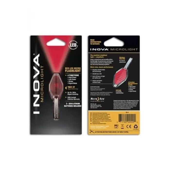 Inova Flashlights Inova Microlight Micro, Şeffaf Gövde, Led Kırmızı Işık