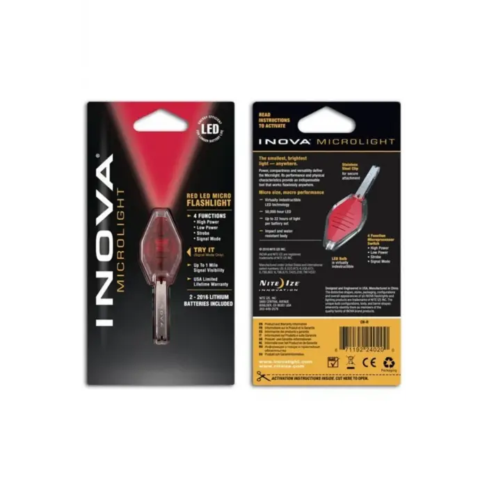Inova Flashlights Inova Microlight Micro, Şeffaf Gövde, Led Kırmızı Işık