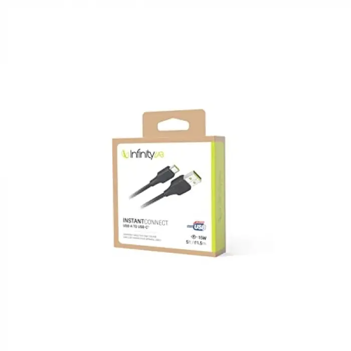 InstantConnect USB-A - USB-C Kablo Siyah 1.5m