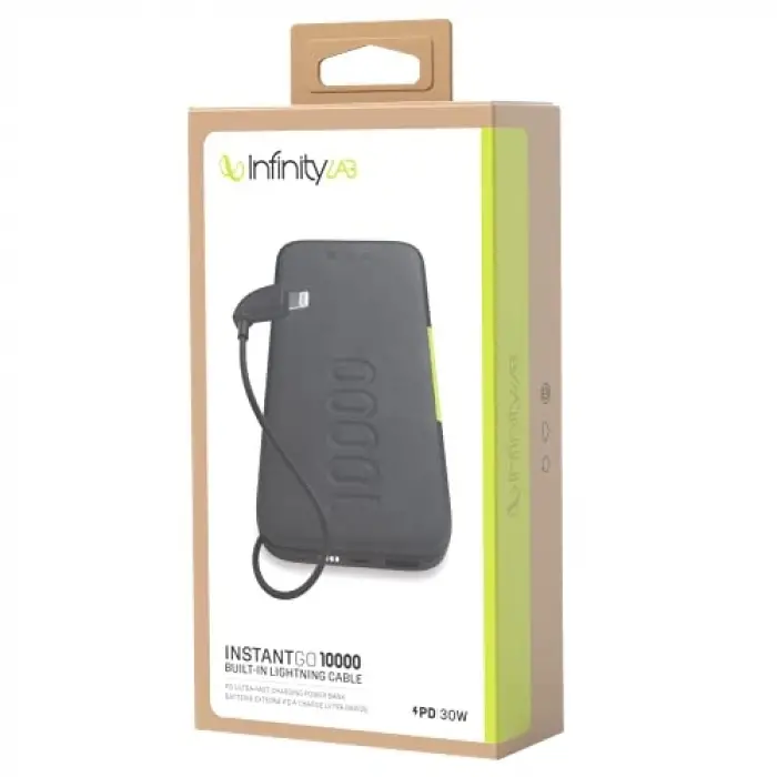 InstantGo Powerbank 10000 mAh, Lightning, Siyah
