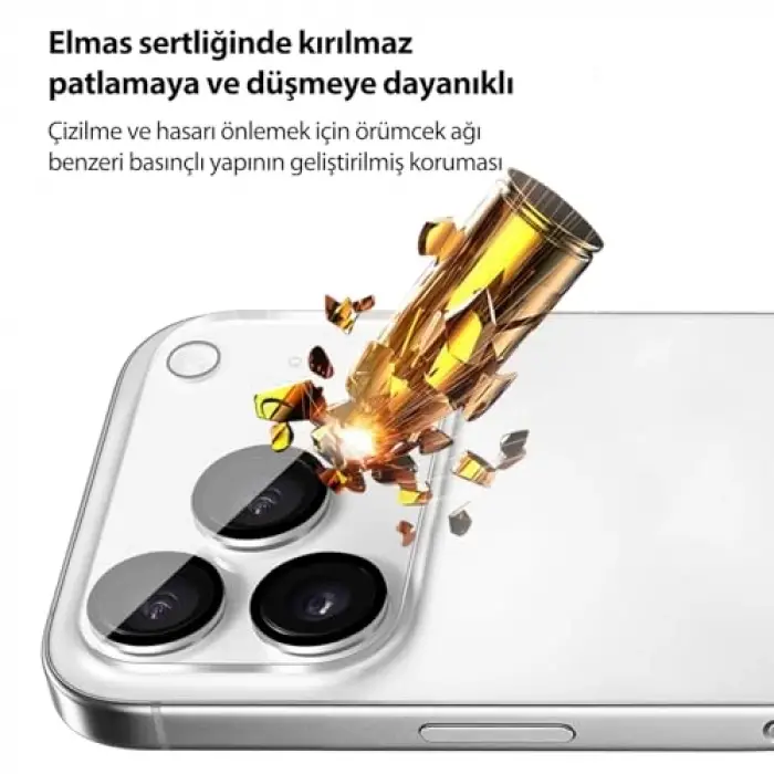 iPhone 17 Pro Max Şeffaf Kamera Lens Koruyucu, 9H Sert Temperli Cam