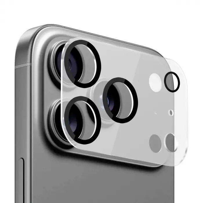 iPhone 17 Pro Max Şeffaf Kamera Lens Koruyucu, 9H Sert Temperli Cam