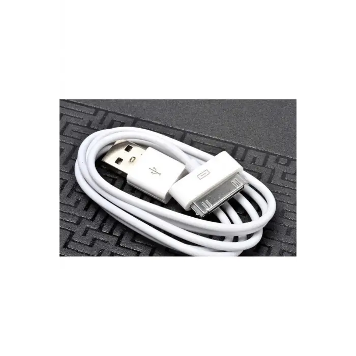 iPhone 4S uyumlu USB kablo, beyaz uçlu
