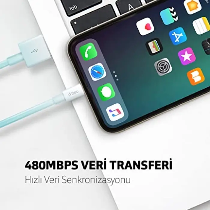 iPhone uyumlu 30 cm şarj kablosu, beyaz, 2DK7512B